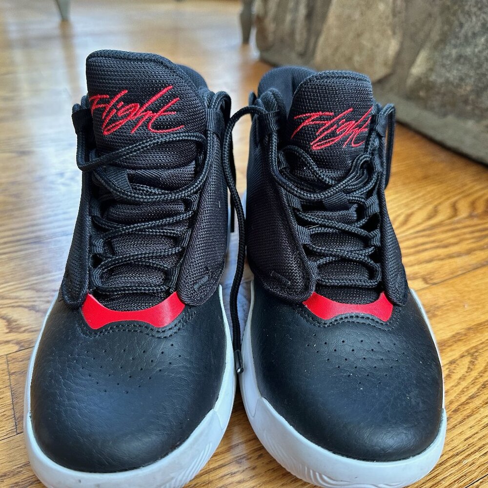 Youth Size 4Y Black & Red Air Jordan Flight Basketball Sneakers